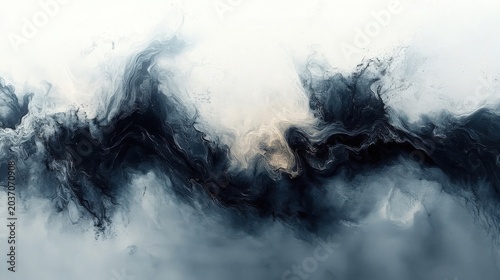 Dark Blue And White Powder Explosion Against White Background With Dramatic Lighting