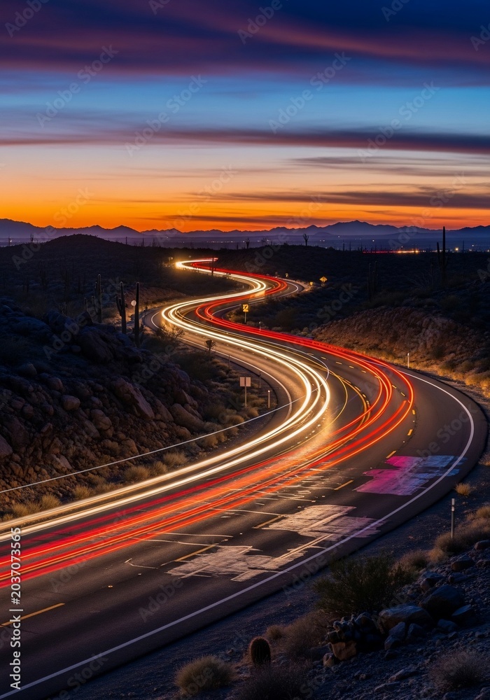 Fototapeta premium Desert Twilight's Ribbon of Light