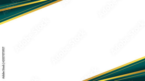 Background white with green and gold lines. Vector can be used for banners, posters, power points, certificates, templates, slides, etc.