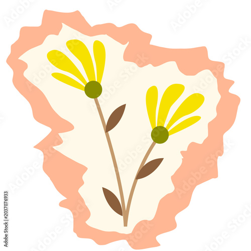 Floral Torn Paper Sticker