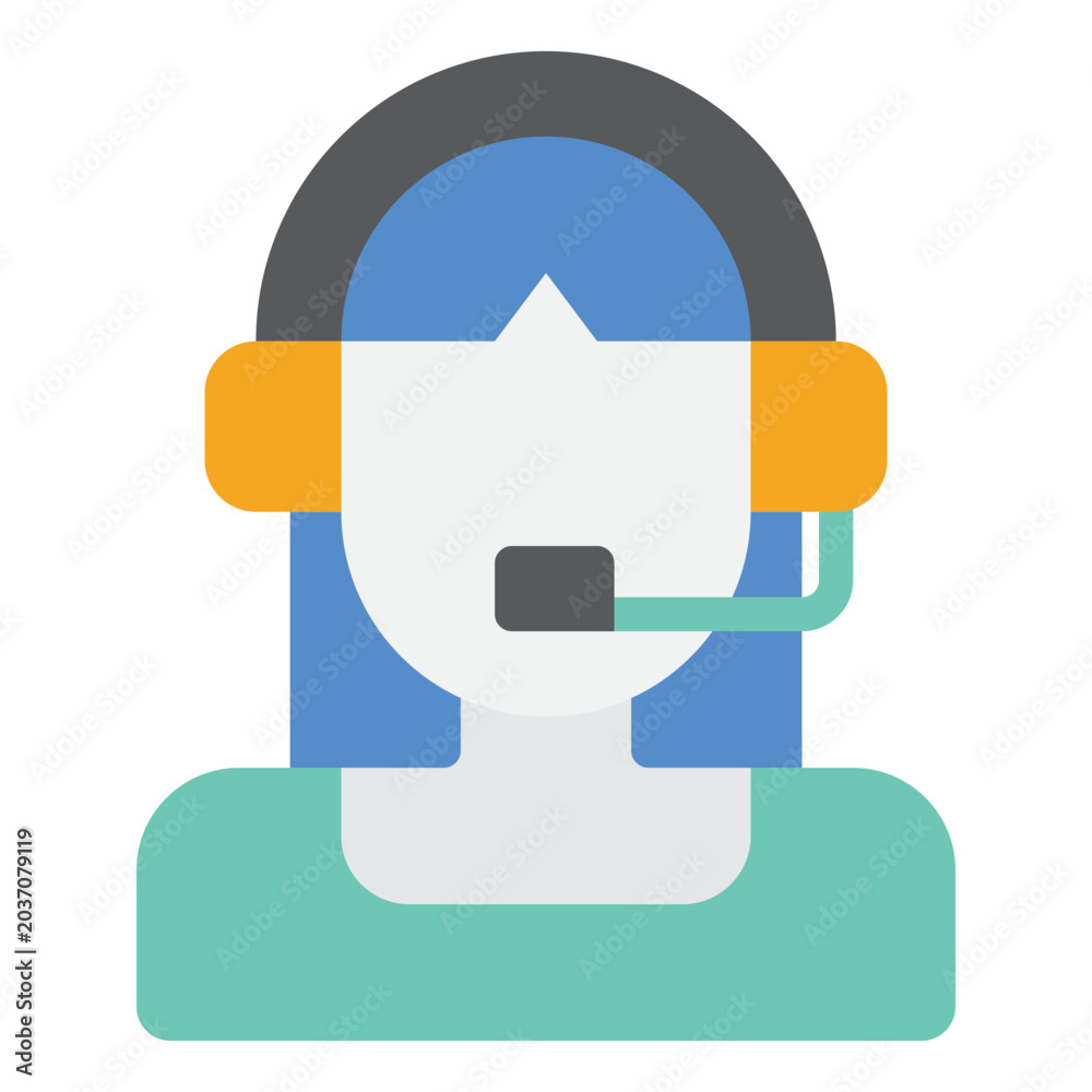 Fototapeta premium Simple vector icon of a virtual assistant with a speech bubble.