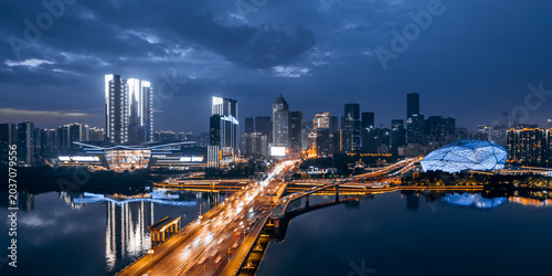 Photos Aerial view of Shengjing Theater and urban buildings along the Hun River in Shen