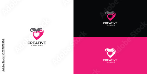 Bilde på lerret Modern vector logo featuring a stylized heart intertwined with a key and lock, r