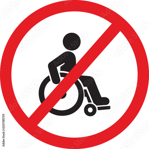 Tableau sur toile No Wheelchair Access Vector Sign. Disability