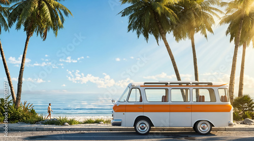 tropical retro beach van