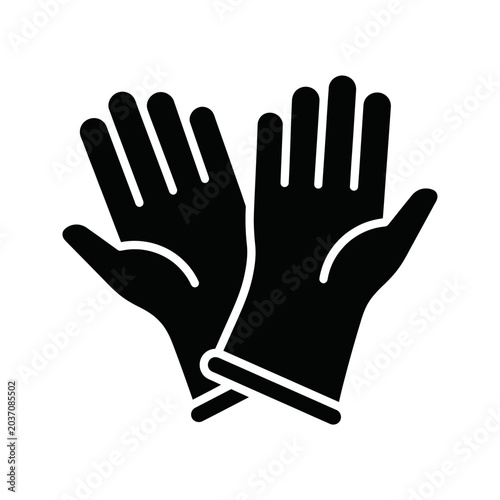 Pair of Black Protective Gloves Icon - Vector Illustration
