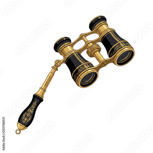 Vintage Ornate Brass and Black Opera Glass Binoculars