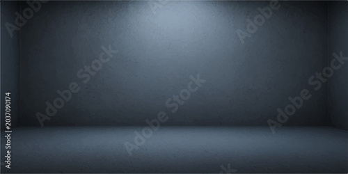 Cuadro en lienzo Dark blue metallic wall texture in empty dark room with matching floor