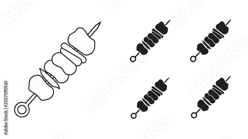 Meat Skewers Barbecue Icons For Food Concepts