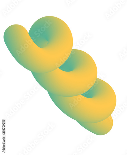 A colorful abstract shape with a vibrant yellow and green gradient on a white background