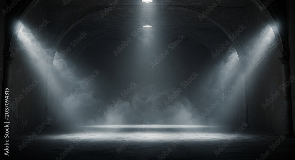 Fototapeta premium Empty Theater Stage Bathed in Dramatic Spotlight.