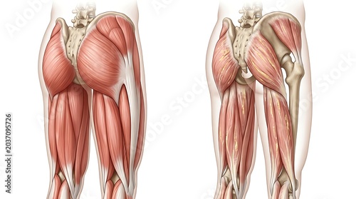 Posterior view of human leg and gluteal muscle anatomy