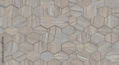 Hexagonal Wood Grain Pattern: Natural Texture, Geometric Design, Neutral Tones