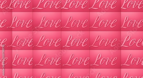Seamless Love Pattern Background in Pink, Valentine's Day Repeating Word Art