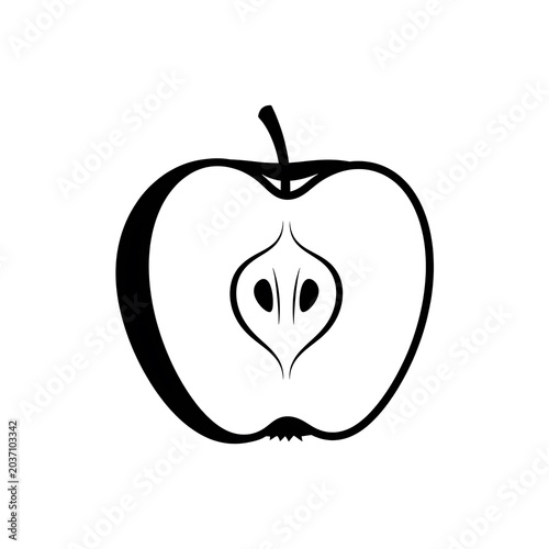 Sliced Apple with Visible Core and Seeds.