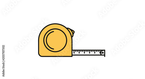 Yellow tape measure tool icon for construction measuring.