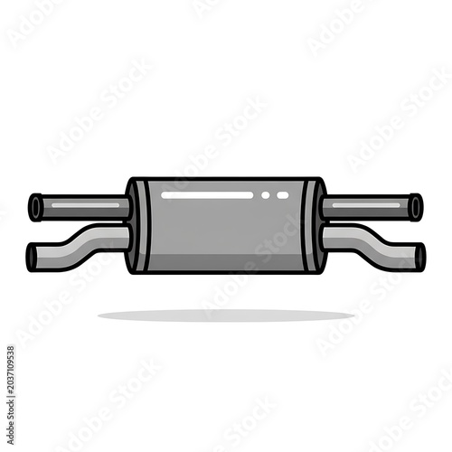 Illustration of a Car Exhaust Muffler on White Background.
