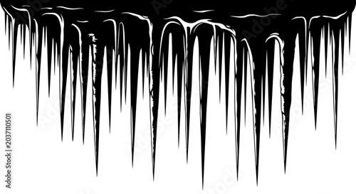 Foto Dripping black liquid with white highlights on a white background abstract illus