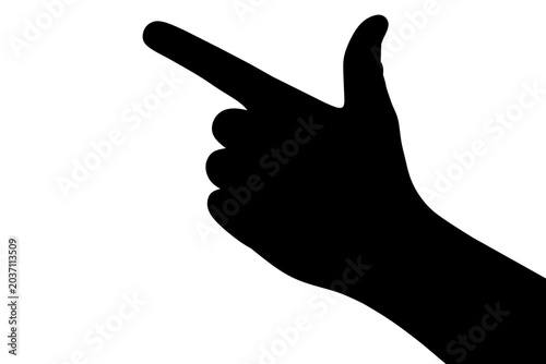 Pointing Hand with Thumb Up Silhouette Isolated on White Background