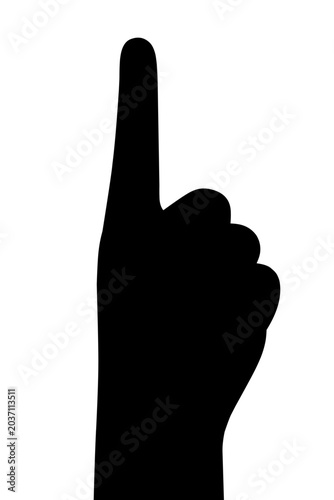 Pointing Up Hand Silhouette Isolated on White Background