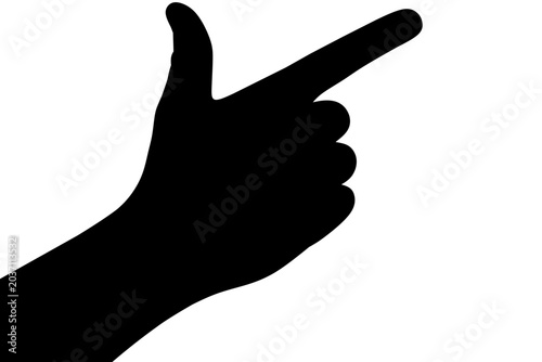Pointing Hand with Thumb Up Silhouette Isolated on White Background