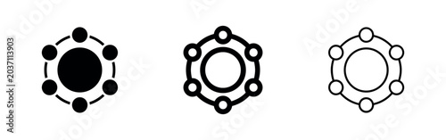 Картината върху платно Network connection icon, representing a collaborative hub and central point of i