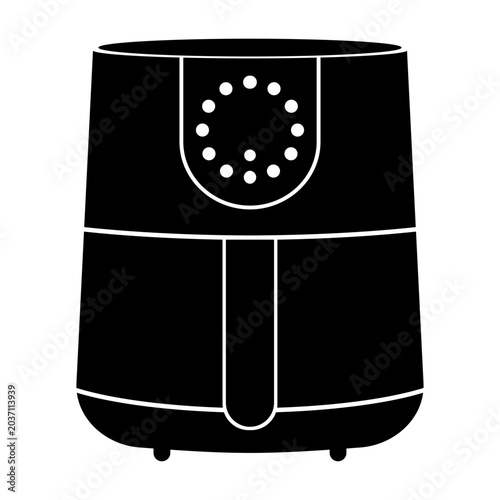 black and white sihouette air fryer design vector art