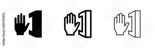 Foto Push button or access hand icon set, symbolizing entry, interaction, and activation in different styles