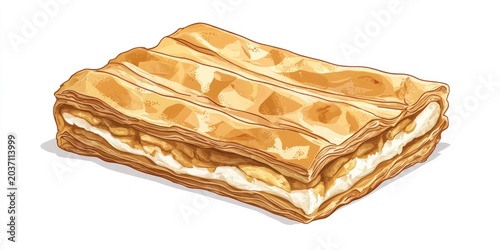 A pastry with a white filling and a brown crust