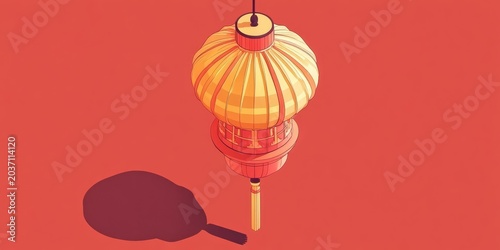 A red and yellow lantern is shown in the image