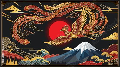 Chinese Dragon Wall Art Vector Illustration