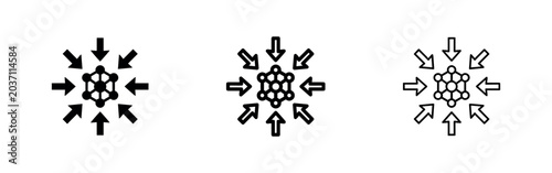 Foto Centralization or focus icon with arrows pointing towards a core