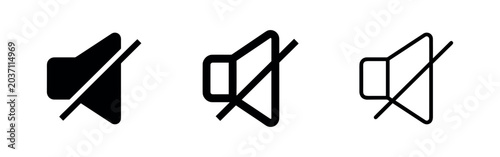 Fotografia Mute or sound off icon set, indicating no audio or silenced notifications