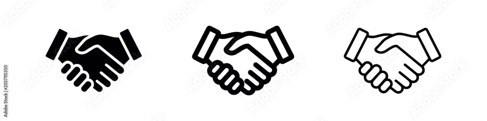 Obraz premium Handshake Icon Set. Business Agreement and Partnership Symbol.