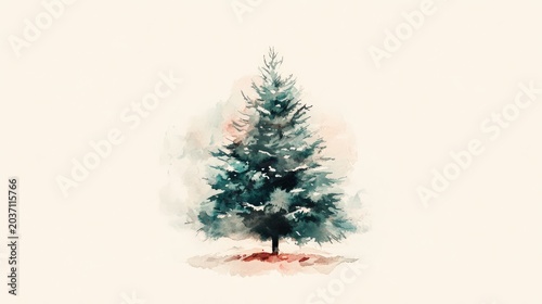 A tree is painted on a white background