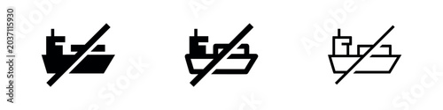 Bild auf Leinwand No cargo ship icon set, isolated on white background