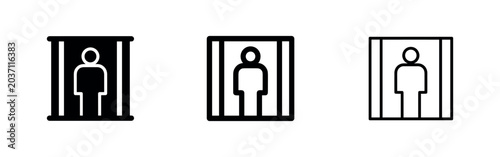 Obraz na plátne Person in Jail Icon Set - Prison, Imprisonment, Law, and Confinement Symbol