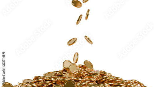 Cuadro en lienzo 3d render a pile of gold coins isolated on transparent background for financial