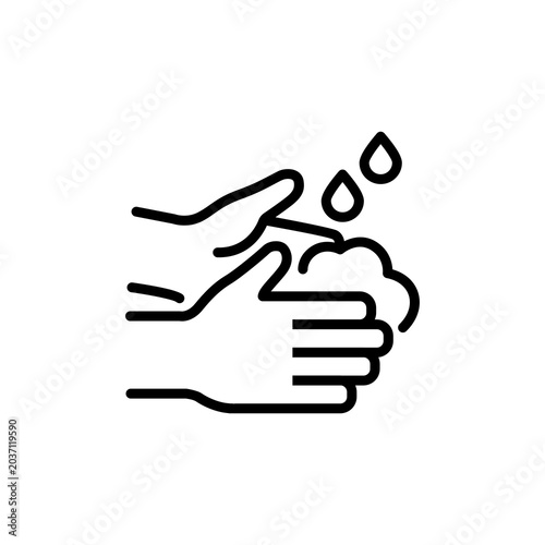 Instructional icon for hand washing to maintain hygiene.