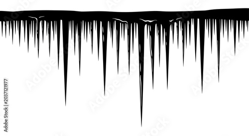 Photos Black paint drips down on white background creating abstract streaks and splatte