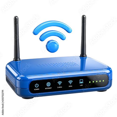 Wireless WiFi Router Isolated on White Background