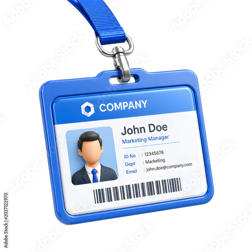 Corporate Employee ID Badge Isolated on White Background