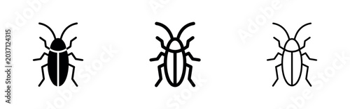 Billede på lærred Cockroach icons: pest, insect, bug, different styles