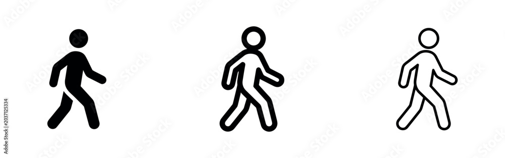 Fototapeta premium Walking Man Pedestrian and Active Movement Icons