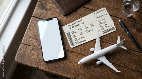Travel Booking Concept with Smartphone and Boarding Pass
