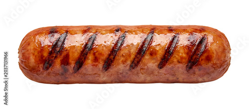 Cuadro en lienzo Grilled Sausage with Char Marks Isolated on Transparent Background for BBQ and F
