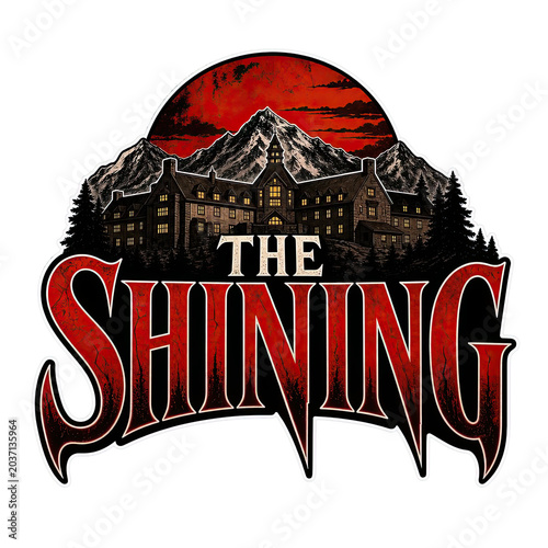 The Shining Red Sky Hotel Distressed Typography.