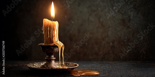Burning Candle in Dark Setting A Dramatic Photograph