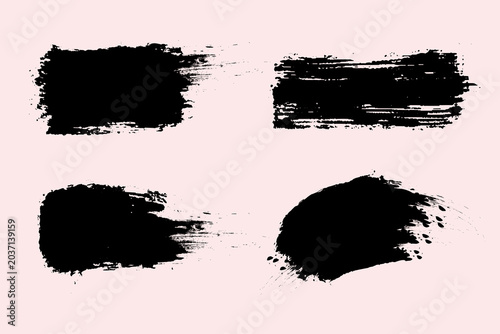 Brush strokes vector. Painted rectangles collection. Grunge long text boxes or textured backgrounds set.