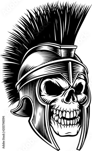 A human skull angry grim re...